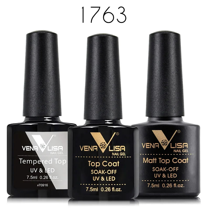 Venalisa Nail Gel Polish Kit Functional Gel No-acid Primer Base Coat Soak Off UV LED Long Wear No Wipe Tempered Topcoat 7.5ml