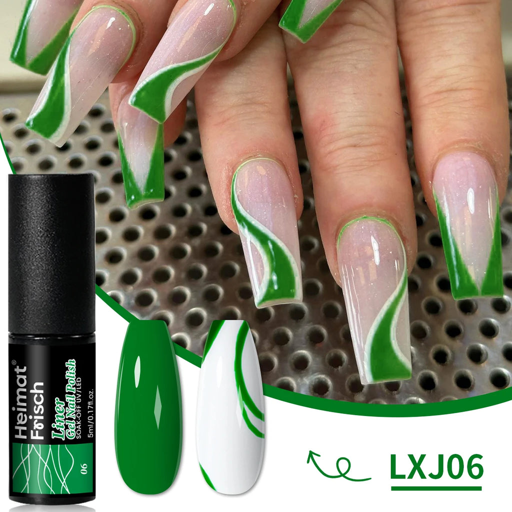 5 ml set Glitter Line Drawing Gel Kit, Colored Drawing Line Gel, Removable Gel Nails, for Nail Art.