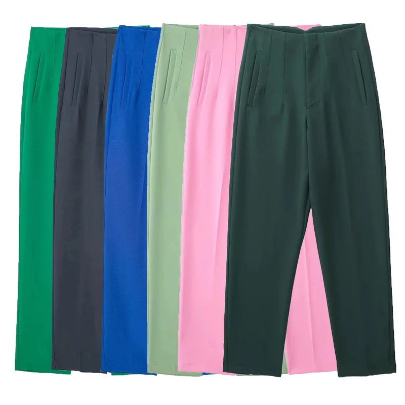 HXAO Fashion Office Wear High waist Pants for Women Formal Pants Office outfits Pencil Trousers Black Pink White Ladies Pants