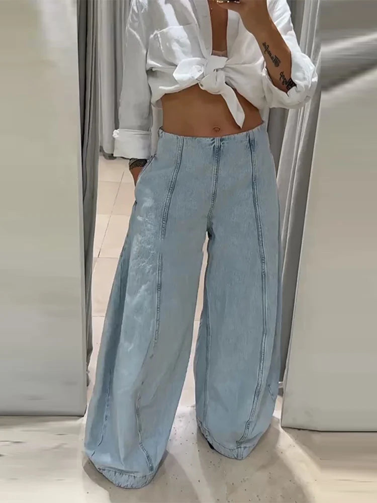 Oversized Y2K Wide Leg Denim Jeans Pant High Waisted Loose Baggy Pants Chic Women's Streetwear Fashion Trousers 2025 New Outfit