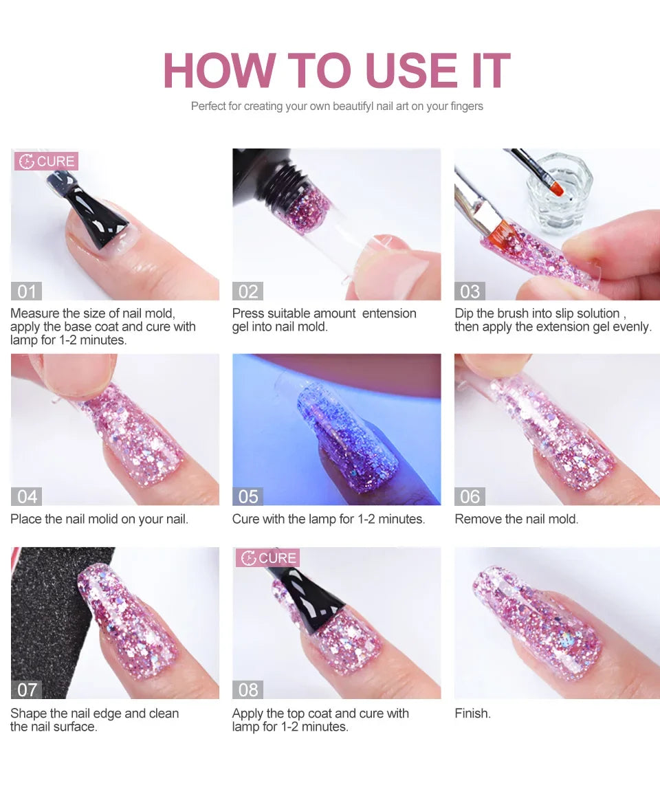Nail Gel Set 6W LED Lamp Full Manicure Set Semi Permanent Quick Extension Nail Kit Gel Set For Nails Tool Kit