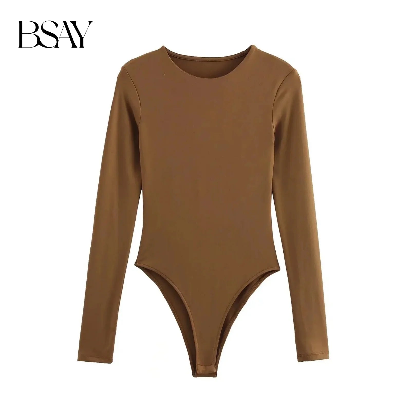 BSAY Jumpsuit for Women Fashion Autumn Winter New Sexy Solid Color Long Sleeved Round Neck Chic Female Bustier Tops Mujer