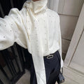 Women's White Polka Dot Scarf Neck Blouse Elegant Long Sleeve Loose Basic Shirt 2026 Spring Casual Daily Street Commute Clothing