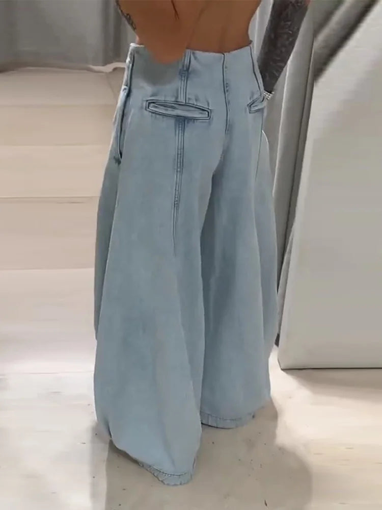 Oversized Y2K Wide Leg Denim Jeans Pant High Waisted Loose Baggy Pants Chic Women's Streetwear Fashion Trousers 2025 New Outfit