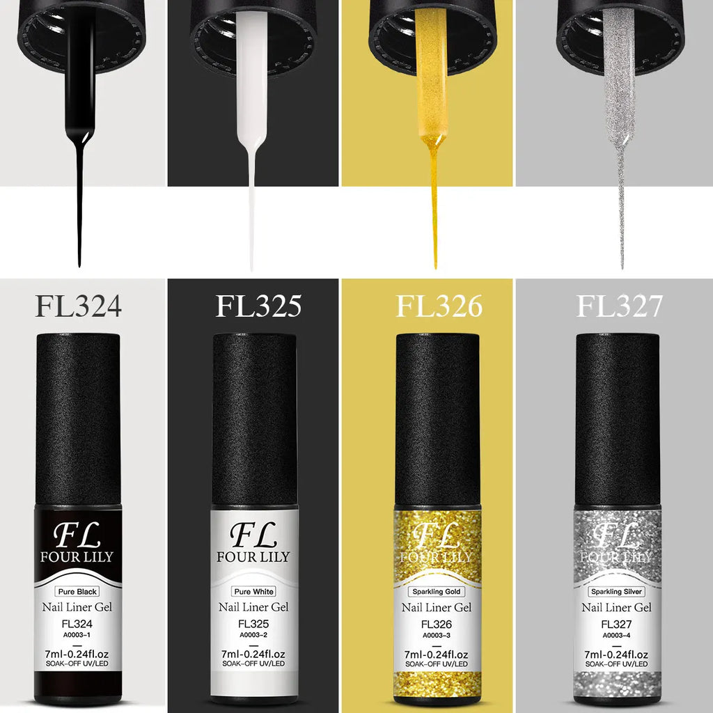 1/2pcs Nail Liner Gel Polish Kit Black White Gold Silver DIY Nail Supplies French Nails Design UV/LED Drawing Painting Gel Glue