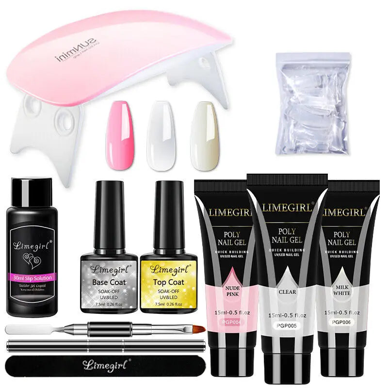 Nail Gel Set 6W LED Lamp Full Manicure Set Semi Permanent Quick Extension Nail Kit Gel Set For Nails Tool Kit