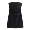 HXAO Dress Women Off Shoulder Corset Short Dresses Ruched Backless Blue Black White Dress Woman Sexy Bodycon Party Dresses