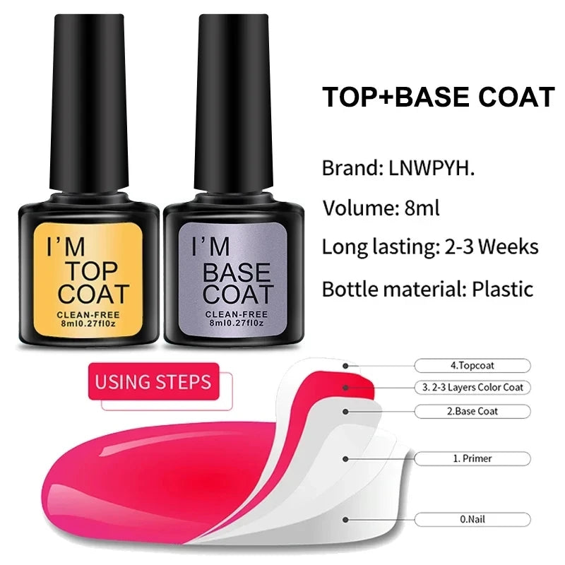 Gel Varnish Kit Professional Nail Gel Set With Nail Lamp Soak Off Nail Gel Polish Kit  Base Coat And Top Coat Manicure Tools Kit