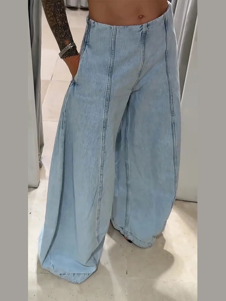 Oversized Y2K Wide Leg Denim Jeans Pant High Waisted Loose Baggy Pants Chic Women's Streetwear Fashion Trousers 2025 New Outfit