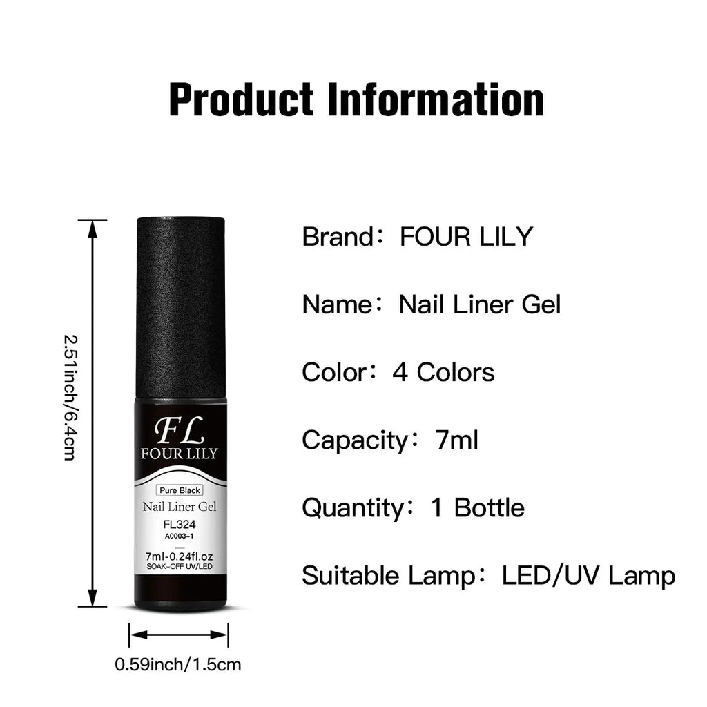 1/2pcs Nail Liner Gel Polish Kit Black White Gold Silver DIY Nail Supplies French Nails Design UV/LED Drawing Painting Gel Glue